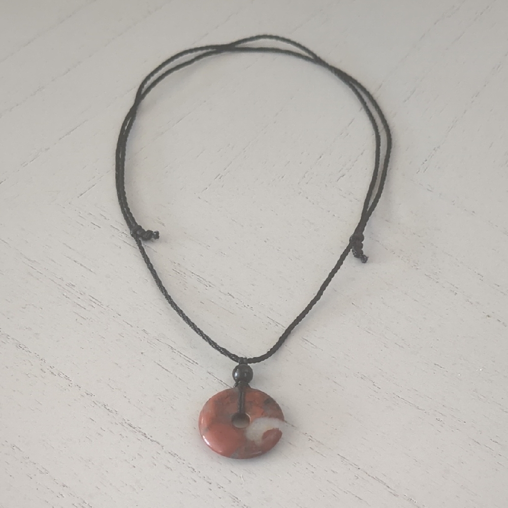 New Handmade Braided Adjustable Natural Gemstone Button Pendant Necklace